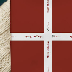 Retro Font Vrolijk Kerstfeest Aangepaste familiena Satijnen Lint