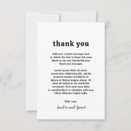 Retro Font Zwart en Wit Moderne bruiloft Bedankkaart