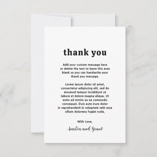 Retro Font Zwart en Wit Moderne bruiloft Bedankkaart (Voorkant)