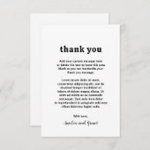 Retro Font Zwart en Wit Moderne bruiloft Bedankkaart (Voorkant / Achterkant)