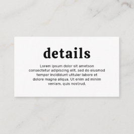 Retro Font Zwart en Wit Moderne bruiloft Informatiekaartje