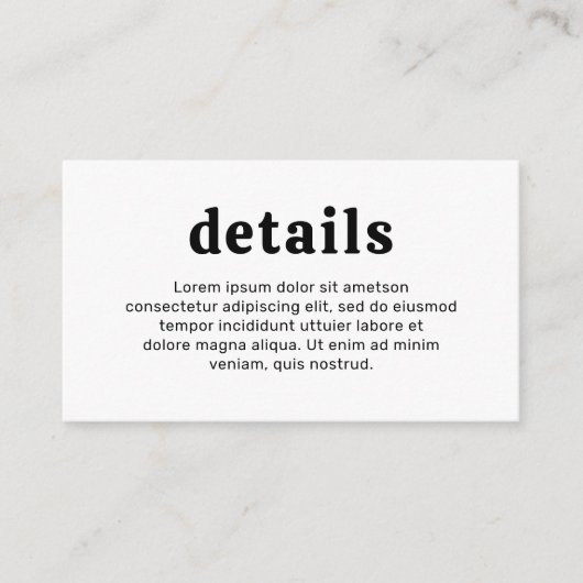 Retro Font Zwart en Wit Moderne bruiloft Informatiekaartje (Voorkant)