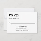 Retro Font Zwart en Wit Moderne bruiloft RSVP Kaartje (Voorkant)