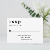Retro Font Zwart en Wit Moderne bruiloft RSVP Kaartje (Staand voorkant)