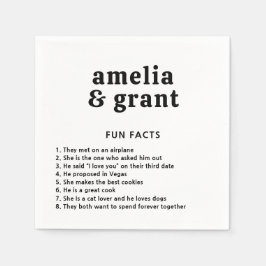 Retro Font Zwart en Wit Moderne bruiloft Servet