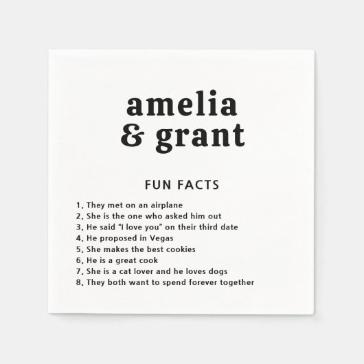 Retro Font Zwart en Wit Moderne bruiloft Servet (Voorkant)