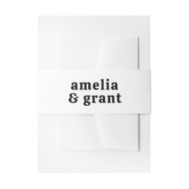 Retro Font Zwart en Wit Moderne bruiloft Uitnodigingen Wikkel