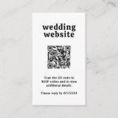 Retro Font Zwart en Wit QR Code Modern Wedding Informatiekaartje (Voorkant)