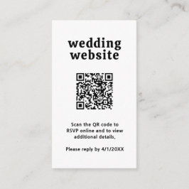 Retro Font Zwart en Wit QR Code Modern Wedding Informatiekaartje
