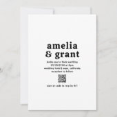 Retro Font Zwart en Wit QR Code Modern Wedding Kaart (Voorkant)