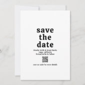 Retro Font Zwart en Wit QR Code Modern Wedding Save The Date (Voorkant)