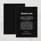 Retro Font Zwart Moderne bruiloft Bedankkaart (Voorkant / Achterkant)