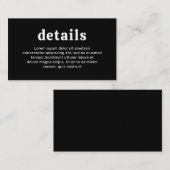 Retro Font Zwart Moderne bruiloft Informatiekaartje (Voorkant / Achterkant)
