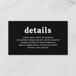 Retro Font Zwart Moderne bruiloft Informatiekaartje