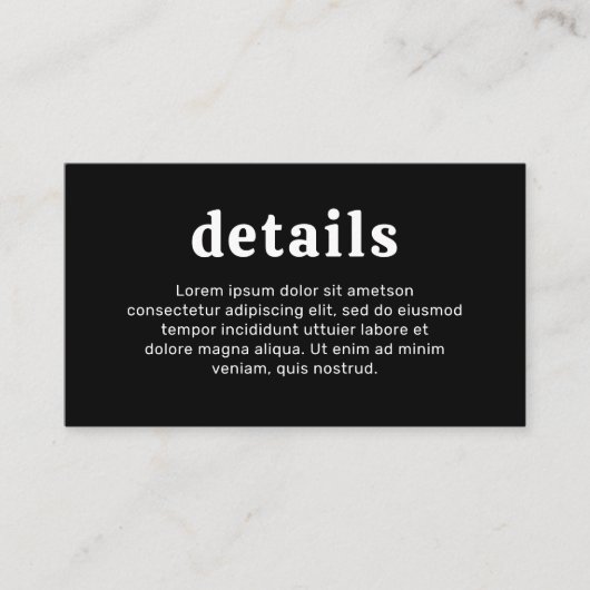 Retro Font Zwart Moderne bruiloft Informatiekaartje (Voorkant)