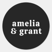 Retro Font Zwart Moderne bruiloft Ronde Sticker (Voorkant)