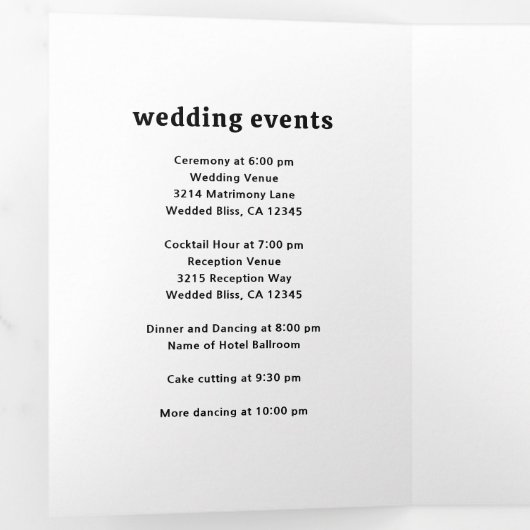 Retro Font Zwart QR Code Foto Moderne bruiloft Drieluik Uitnodiging (Binnenzijde eerst)