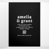 Retro Font Zwart QR Code Foto Moderne bruiloft Drieluik Uitnodiging (Binnenkant midden)