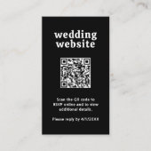Retro Font Zwart QR Code Modern Wedding Informatiekaartje (Voorkant)