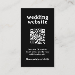 Retro Font Zwart QR Code Modern Wedding Informatiekaartje