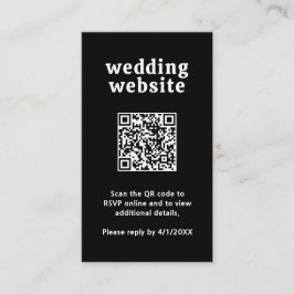 Retro Font Zwart QR Code Modern Wedding Informatiekaartje