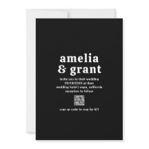 Retro Font Zwart QR Code Modern Wedding