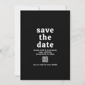 Retro Font Zwart QR Code Modern Wedding Save The Date (Voorkant)