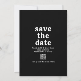 Retro Font Zwart QR Code Modern Wedding Save The Date