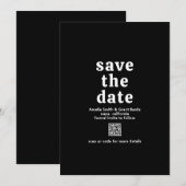 Retro Font Zwart QR Code Modern Wedding Save The Date (Voorkant / Achterkant)