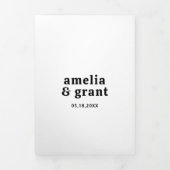 Retro Font Zwart-wit QR Code Foto Huwelijk Drieluik Uitnodiging (Cover)