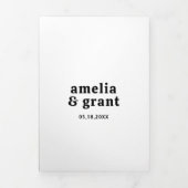 Retro Font Zwart-wit QR Code Foto Huwelijk Drieluik Uitnodiging (Cover)