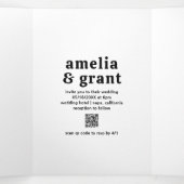 Retro Font Zwart-wit QR Code Foto Huwelijk Drieluik Uitnodiging (Binnenkant midden)