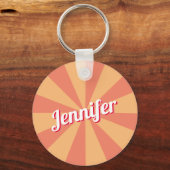 Retro Fonts Gepersonaliseerde naam Roze Oranje Sun Sleutelhanger (Voorkant)