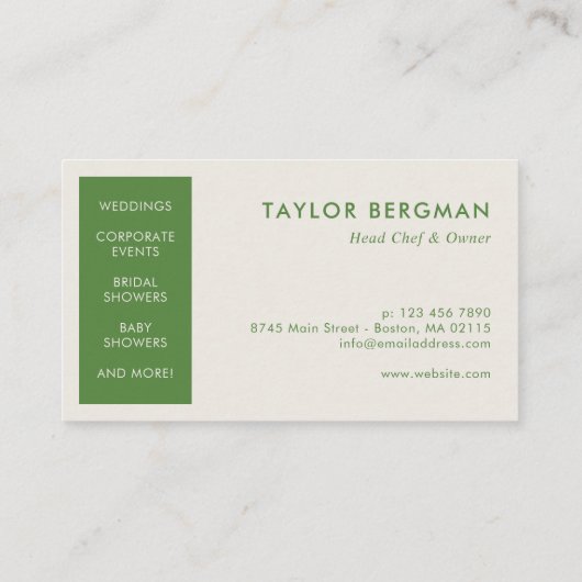 Retro Food Catering Visitekaartje (Achterkant)