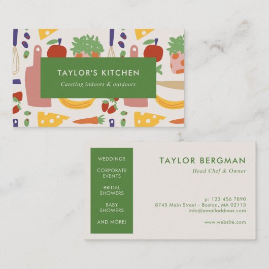 Retro Food Catering Visitekaartje (Voorkant / Achterkant)