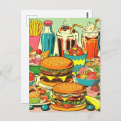Retro Food Comic Illustratie Briefkaart (Voorkant / Achterkant)