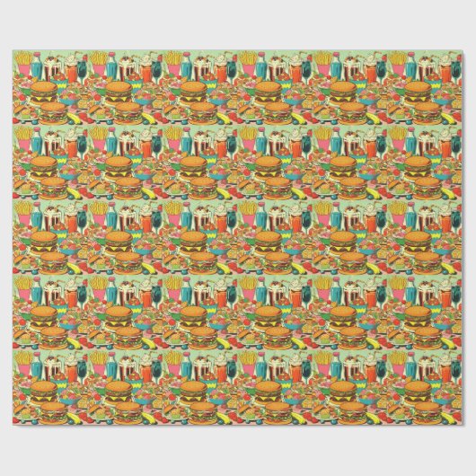 Retro Food Comic Illustratie Cadeaupapier (Vlak)