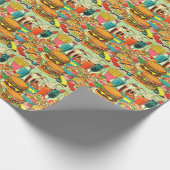 Retro Food Comic Illustratie Cadeaupapier (Hoek)