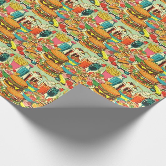 Retro Food Comic Illustratie Cadeaupapier (Hoek)