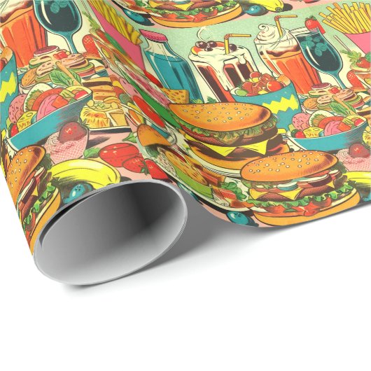 Retro Food Comic Illustratie Cadeaupapier (Rol Hoek)