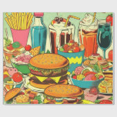 Retro Food Comic Illustratie Cadeaupapier (Vlak)