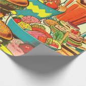 Retro Food Comic Illustratie Cadeaupapier (Hoek)