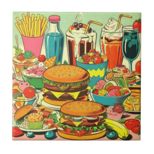 Retro Food Comic Illustratie Tegeltje