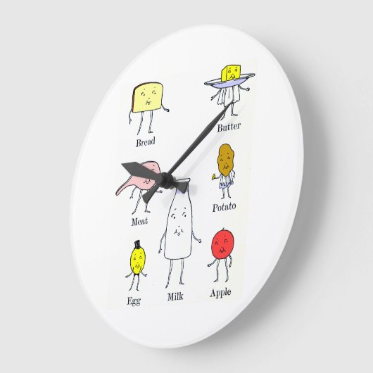 Retro Food Groups Keukenwandklok Grote Klok (Hoek)