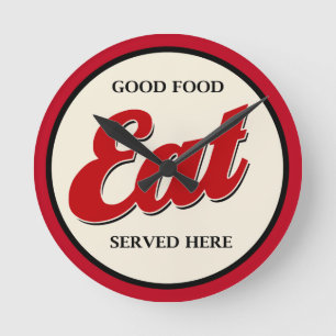 Retro Food Theme Kitchen Wall Decor Ronde Klok