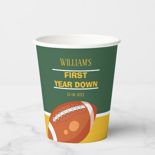 Retro Football eerste jaar down dank u Papieren Bekers (Voorkant)
