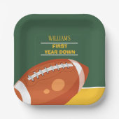 Retro Football Eerste Jaar Down Verjaardag Papieren Bordje (Voorkant)