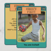 Retro Football Kaart geïnspireerd Boy Party Invita (Voorkant / Achterkant)