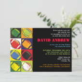 Retro Football met de Bar Bat Mitzvah Uitnodiging (Staand voorkant)