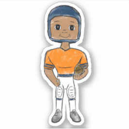  retro football player blauw sinaasappel simpel sticker